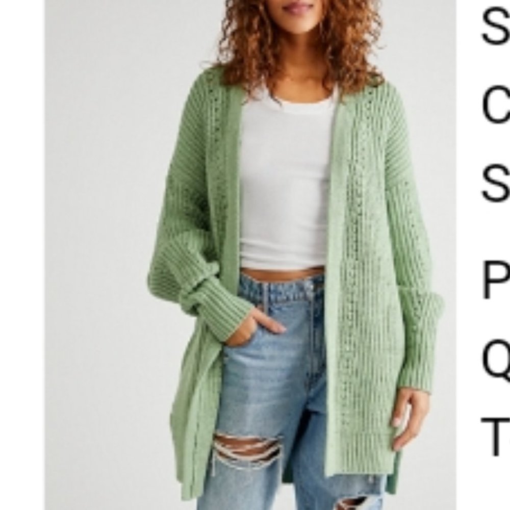 Free People Green Cardigan Sweater